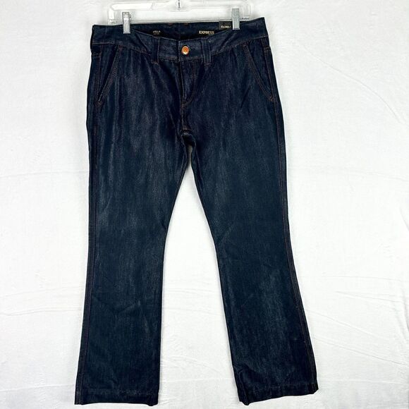 Express Stella Regular Fit Low Rise Boot Cut Jeans Size 10 NWT Dark Wash Y2K - Picture 2 of 9
